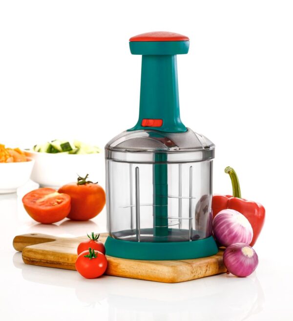 Manual Push Chopper, 1000ML, 5 Stainless Steel Blades, Multicolor, Kitchen Manual Push Chopper, 1000ML, 5 Stainless Steel Blades, Multicolor, Kitchen Essentials
