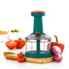 Manual Push Chopper for Vegetables & Fruits, 650ML Hand Press Chopper with 3 Stainless Steel Blades | Multipurpose Food Cutter, BPA-Free, Easy to Use & Clean