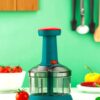Manual Push Chopper for Vegetables & Fruits, 650ML Hand Press Chopper with 3 Stainless Steel Blades | Multipurpose Food Cutter, BPA-Free, Easy to Use & Clean