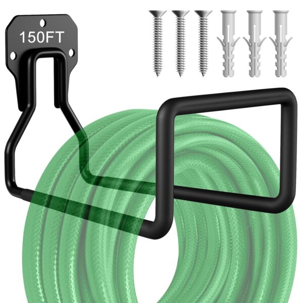 Metal Garden Hose Holder - Heavy Duty Wall Mount For Metal Garden Hose Holder - Heavy Duty Wall Mount For Hoses, Reel & Rack,Black