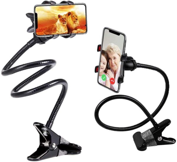 Metal Lazy Stand - Flexible Mobile Holder Perfect for Video Metal Lazy Stand - Flexible Mobile Holder Perfect for Video Table Online Class | 360 Degree | Goose Neck Long Arm Clip | Compatible for All Smartphones / Android & iOS Tabletop