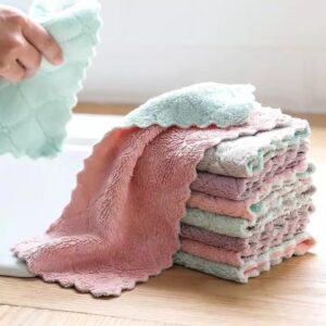 Microfiber Cleaning Cloth Super Absorbent Reusable Microfiber Kitchen Towel, Multipurpose Cleaning Towels for Kitchen, Car, Window, Stainless Steel, Silverware, 5 Pack 25 x 25cm (Double-Sided)
