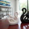 Modern Abstract Family Figurine Sculpture for Home Decor – Minimalist Ceramic Couple & Child Statue Showpiece for Living Room, Bedroom,Shelf Decoration (Swan Couple)
