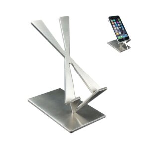 Modern Art Cell Phone Stand St204 Stainless Steel Satin Finish Modern Art Cell Phone Stand St204 Stainless Steel Satin Finish Patent Pending --Specially Designed for iPhone 6s iPhone 6s Plus iPhone 6, 6 plus,5,4, Samsung HTC LG Sony Smartphones Ipad Mini Kindle 6" Perfect Birthday Gift Christmas Gift Fathers Day Gift