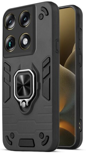 Mr. Case Back Cover for Motorola Signature with 360° Rotating Mr. Case Back Cover for Motorola Signature with 360° Rotating Ring Stand | Dual Layer Shockproof Protection | Tough Frame | Raised Camera Protection Case - Black