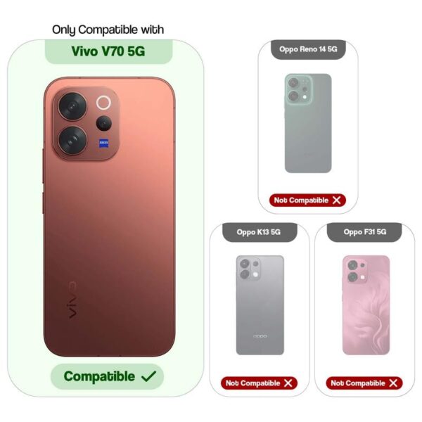 Mr. Case Back Cover for Vivo V70 5G with 360° Rotating Ring Stand | Dual Layer Shockproof Protection | Tough Frame | Raised Camera Protection Case - Black