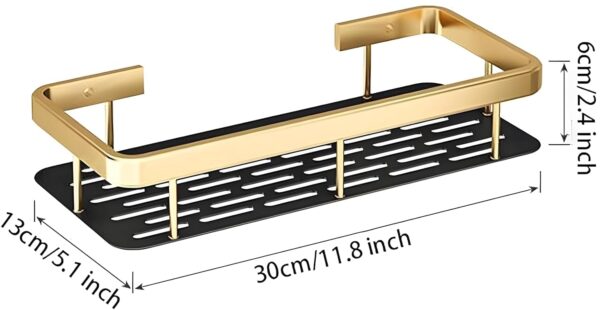 Multipurpose Wall-Mounted Bathroom Organizer Rack – Self-Adhesive, Drill-Free Aluminium Holder for Toiletries & Accessories (Black, Pack of 2)