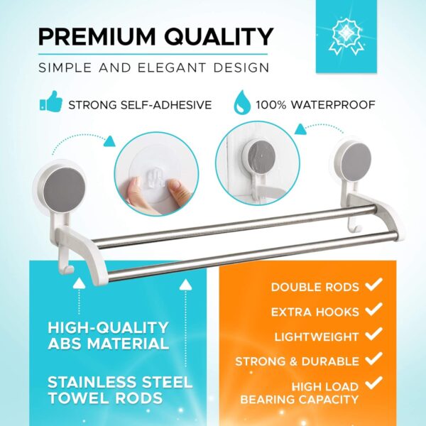 NEVADRILL Stainless Steel Wall Mounted Self Adhesive Towel Napkin Holder Bar for Bathroom and Kitchen [Nr-1338], Silver