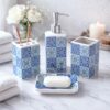 NFI essentials Ceramic 4 Piece Bathroom Accessories Set, Soap Dispenser, Toothbrush Holder, Tumbler & Soap Dish for Washroom Decor and House Warming Gift