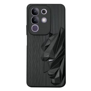 NIUKIN Silicone Mobile Case for Vivo T4x 5G / iQOO Z10x 5G | 3D Engraved Design | Shockproof Scratch Proof Cover | Black