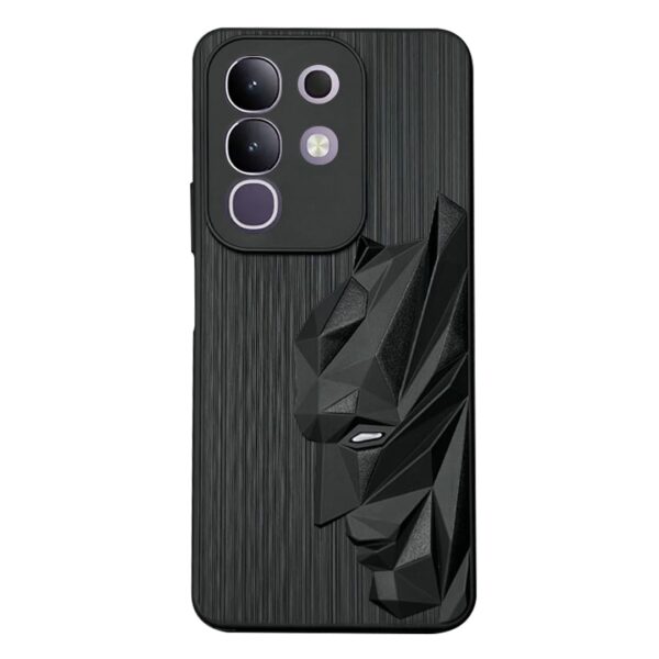NIUKIN Silicone Mobile Case for Vivo T4x 5G / iQOO Z10x 5G | 3D Engraved Design | Shockproof Scratch Proof Cover | Black