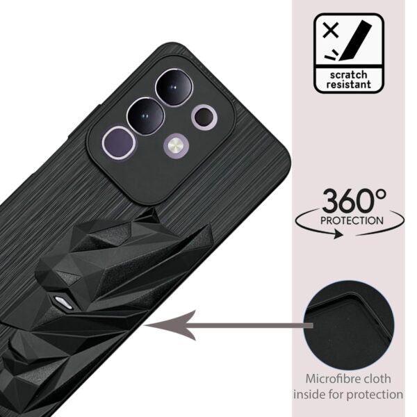 NIUKIN Silicone Mobile Case for Vivo T4x 5G / iQOO Z10x 5G | 3D Engraved Design | Shockproof Scratch Proof Cover | Black