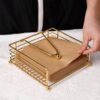 Napkin Holder for Dining Table - Square Shaped with Weighted Arm - Modern Tissue Paper Holder for Kitchen, Restaurant, Farmhouse, Gold - Diwali Decoration - Hotel Tableware (Gold)