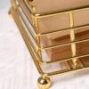 Napkin Holder for Dining Table - Square Shaped with Weighted Arm - Modern Tissue Paper Holder for Kitchen, Restaurant, Farmhouse, Gold - Diwali Decoration - Hotel Tableware (Gold)