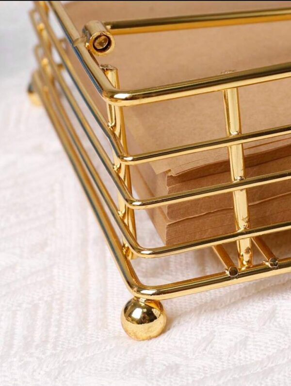 Napkin Holder for Dining Table - Square Shaped with Weighted Arm - Modern Tissue Paper Holder for Kitchen, Restaurant, Farmhouse, Gold - Diwali Decoration - Hotel Tableware (Gold)