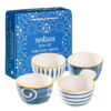 Nestasia 350ml Ceramic Bowl Set of 4 – Microwave & Dishwasher Safe, BPA & Lead-Free Dinner Bowls for Snacks, Rice, Dal, Fruits, Salad | Elegant White & Blue Serving Bowls, Gift-Pack Ideal for Gifting