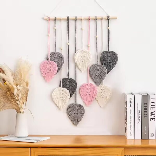 Nostrae by Ekhasa Macrame Wall Hanging Leaves | Boho Wall Hanging Big Size | Handmade Macrame Wall Decor for Bedroom, Living Room, Balcony & Nursery | Boho Theme Home Decor Tapestry