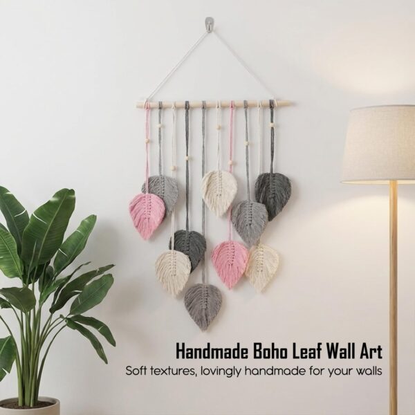 Nostrae by Ekhasa Macrame Wall Hanging Leaves | Boho Wall Hanging Big Size | Handmade Macrame Wall Decor for Bedroom, Living Room, Balcony & Nursery | Boho Theme Home Decor Tapestry