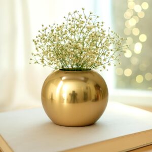 Nostrae by Ekhasa Unbreakable Metallic Ball Flower Vase for Home Decor | Aesthetic Flower Vase Gift for Living Room | Decorative Metal Vase Gift for Wedding, Housewarming