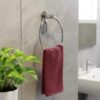 OSLEN Stainless Steel Self Adhesive Round Towel Ring | No Drilling Wall Mounted Bathroom Accessories | Durable Napkin Hand Towel Holder for Kitchen, Wash Basin, Home and Hotels (Chrome Finish)