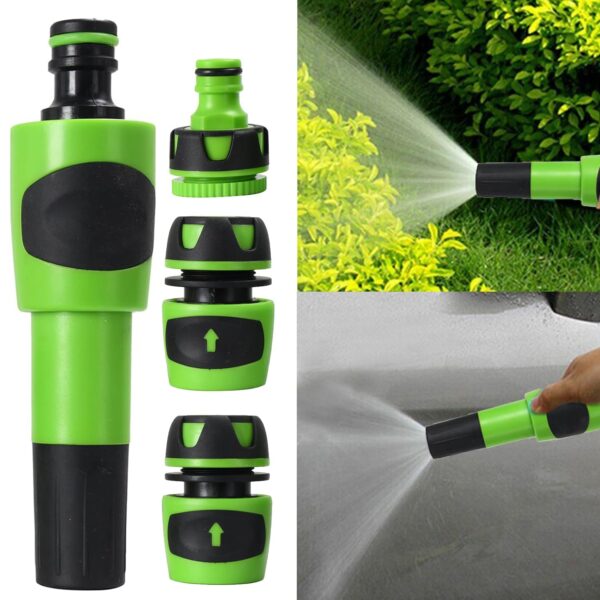 OUTO 4 Pcs Hose Water Pipe Connector Set 1/2"-3/4" Tap OUTO 4 Pcs Hose Water Pipe Connector Set 1/2"-3/4" Tap Adaptor & Adjustable Grip Nozzle for Lawn Garden Yard Car & Bike Washing Accessories Baby Bath Garden Toys