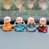 Oblivion Buddha Monk Statues Set of 4 – Miniature Buddha Oblivion Buddha Monk Statues Set of 4 – Miniature Buddha Monk Statues for Home Decor and Gifts, Multicolour Resin Showpiece for Indoor | Cute Monk Figurines | Ideal Gift for Birthday