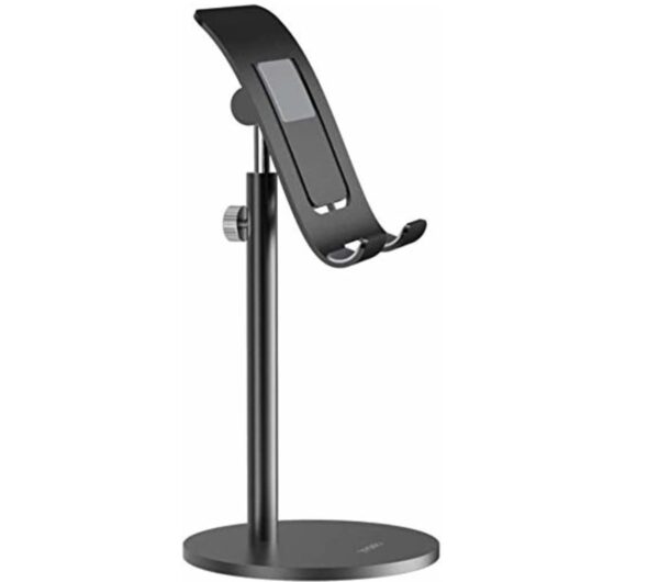 Odilia Tabletop Mobile Stand Holder for Table Portable Tablet Stand with Adjustable Height Cellphone Holder for All Smartphones, iPad, Tablets (Black)