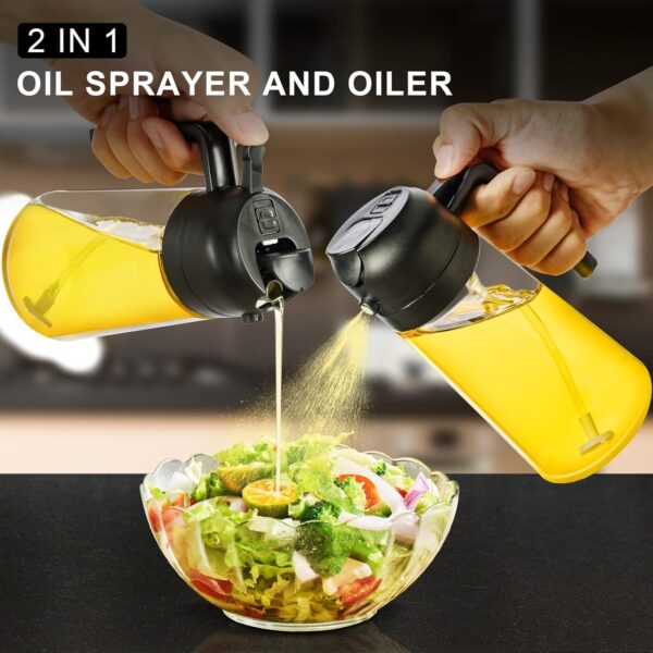 Oil Dispenser Bottle, Oil Spray Bottle for Cooking, Oil Sprayer for Air Fryer, Oil and Vinegar Pourer and sprayer bottle, Kitchen Oil Bottle | 500ml (Multicolor)