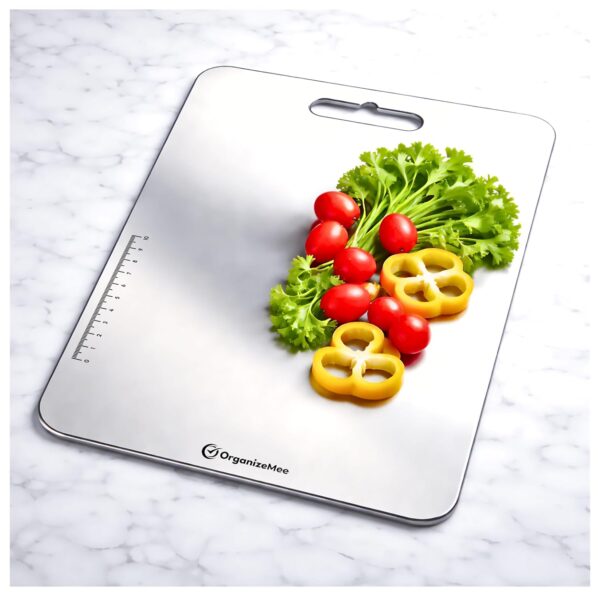 Organizemee Stainless Steel Kitchen Chopping & Cutting Board – Heavy Organizemee Stainless Steel Kitchen Chopping & Cutting Board – Heavy Duty Vegetable Cutter Board with Stand, Wall Mount, Large Size (36x25 cm)