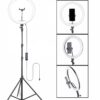 Osaka® 14Inch Professional LED Ring Light 15W Dimmable Extra Bright Lighting with 2 Color Modes for Photo Shoot Video Shoot Live Stream Makeup Compatible with iPhone & Android Smartphones.