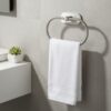 Oslen Magic Sticker Self Adhesive Stainless Steel Towel Ring Holder – Capsule Shape Wall Mount, Chrome Finish, Rust-Resistant, Space-Saving Bathroom Accessory for Hand Towels No Drilling (Pack of 1)
