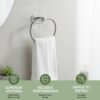 Oslen Magic Sticker Self Adhesive Stainless Steel Towel Ring Holder – Capsule Shape Wall Mount, Chrome Finish, Rust-Resistant, Space-Saving Bathroom Accessory for Hand Towels No Drilling (Pack of 1)