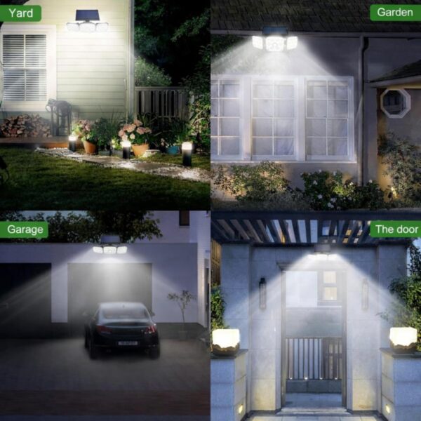 Outdoor Solar Light, Solar Light with Motion Sensor Ip65 Waterproof 138 Led Outdoor Solar Floodlight 3 Heads for Garden (2)