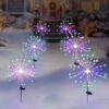 Overa 2 Pack Solar Powered Firefly Lights, Outdoor Waterproof Solar Garden Lights, Outdoor Decorative String Lights Solar Starburst Swaying Garden Lights for Balcony Patio Garden Decor 8 Light Modes