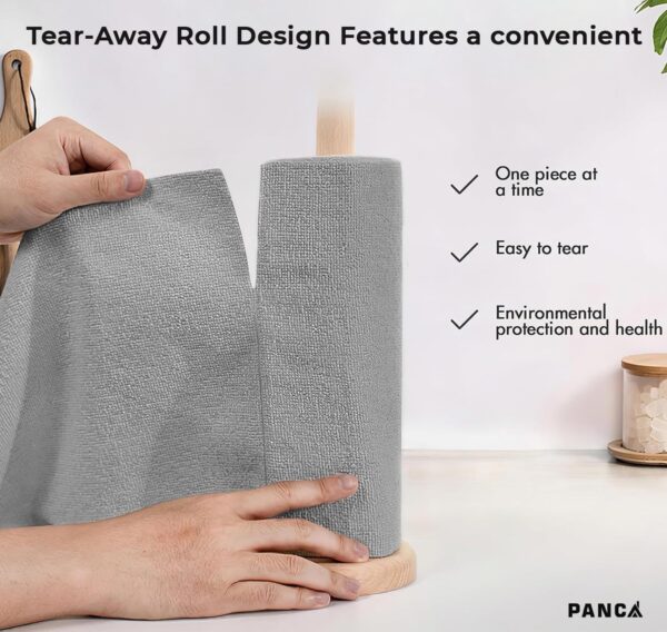 PANCA Microfiber Cleaning Cloth Roll Big Size, 50Pcs, 5000 Times Washable - 20X Cheaper Than Paper Towel Roll - Ultra AbsorbentMicrofiber Cleaning Cloth for Kitchen - Tearable, Reusable (Grey)