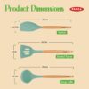 PANCA Silicone Non Stick Spatula Set of 3,Non Stick Serving Spoon | Silicone Spatula Set for Cooking and Serving | Kitchen Tool (Green,Set of 3 Piece)