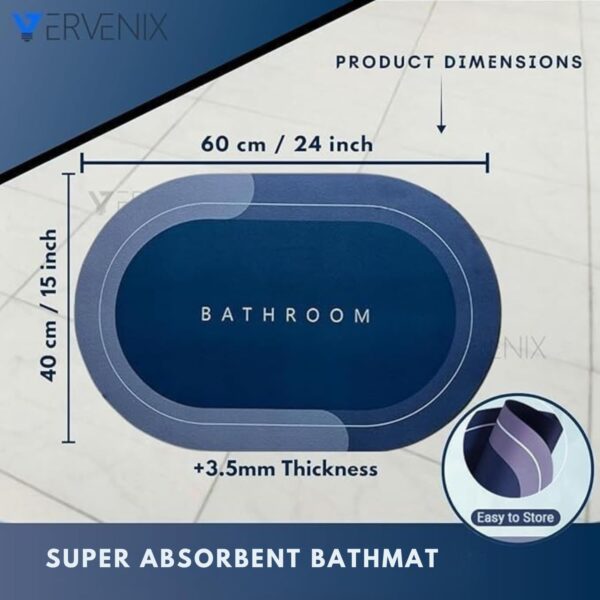Pack of 2 Bathroom Mats Anti Slip Quick Dry Soft Water Absorbing | Oval Anti-Skid Non-Slip Rubber Doormat for Home, Kitchen & Washroom | (Blue)