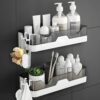 Pack of 2 Self Adhesive Bathroom Shelf for Wall | No Drill Bathroom Organiser Without Drill | 2 Tier Plastic Bathroom Rack | Wall Mounted Storage Shelf for Shampoo & Toiletries | Bathroom Accessories