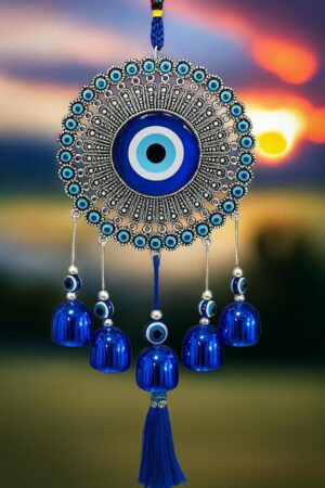 Paradigm Pictures 5 Bells Wind Chimes for Home Positive Energy, Paradigm Pictures 5 Bells Wind Chimes for Home Positive Energy, Evil Eye Hanging for Home, Evil Eye Home Decor Items, Hanging Decorative Items for Home