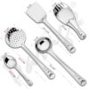 Parage 5 Pieces Stainless Steel Kitchen Tools Set for Kitchen Cooking and Serving, Pack of 5, Ladle(Karchhi), Skimmer(Jhara), Turner/Spatula (Palta), Basting and Rice Spoon, Silver