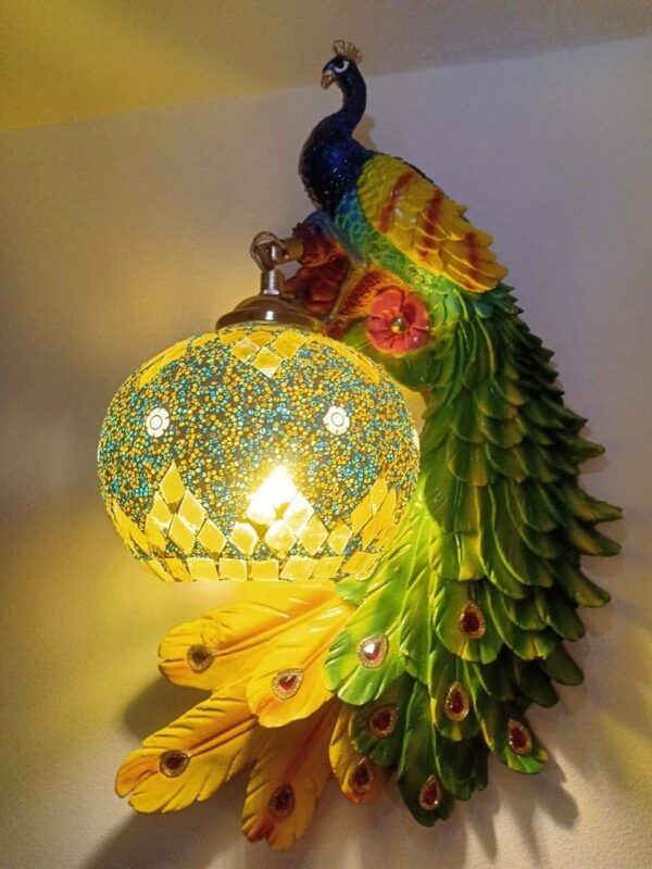 Peacock Antique |Bed Room Wall lamp|Wall Decor Items for Living Room(Multicolour) 100 Watts Wall LightRegular
