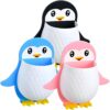 Penguin Shaped Wall Mounted Holder, Self Adhesive Storage Organizer for Bathroom, Toothbrush and Brush Stand,Multipurpose Plastic Bathroom Accessory (White -Pink) (Pack of 1)