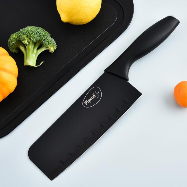 Pigeon-by-Stovekraft-Edge-Multipurpose-ComboHigh-Grade-Stainless-Steel3-Pcs-Kitchen-Knife-1-Chopping-Board-1-Peeler-1-Scissor-and-1-Stand-Black.jpg Pigeon by Stovekraft Edge Multipurpose Combo|High Grade Stainless Steel|3 Pcs Kitchen Knife, 1 Chopping Board, 1 Peeler, 1 Scissor and 1 Stand |Black