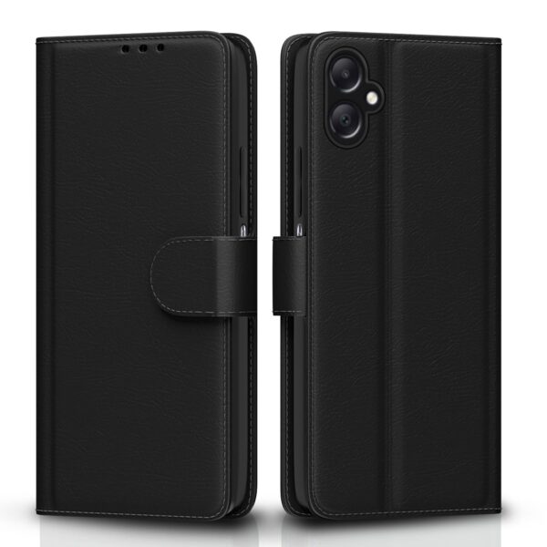 Pikkme Flip Cover for Samsung Galaxy A05 / M05 / Pikkme Flip Cover for Samsung Galaxy A05 / M05 / F05 | Leather Finish | Shockproof with Card Pockets & Wallet Stand | Ultimate Protection Case(Black)