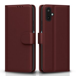 Pikkme Flip Cover for Samsung Galaxy F06 5G / M06 5G Leather Finish | Inside TPU with Card Pockets | Wallet Stand and Shock Proof | Complete Protection Flip Case(Brown)