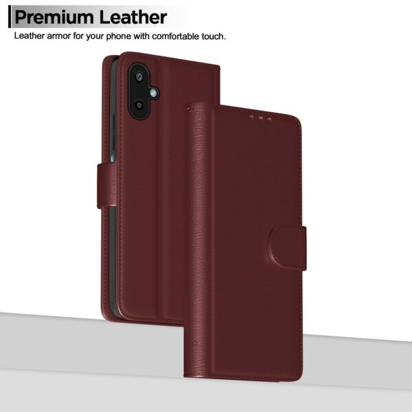 Pikkme Flip Cover for Samsung Galaxy F06 5G / M06 5G Leather Finish | Inside TPU with Card Pockets | Wallet Stand and Shock Proof | Complete Protection Flip Case(Brown)