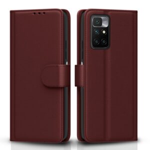 Pikkme Mi Redmi 10 Prime Flip Cover Leather Finish Wallet Back Case for Mi Redmi 10 Prime (Brown)