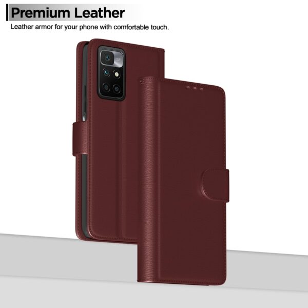 Pikkme Mi Redmi 10 Prime Flip Cover Leather Finish Wallet Back Case for Mi Redmi 10 Prime (Brown)