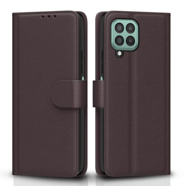Pikkme Samsung Galaxy M33 5G Flip Cover | PU Leather Finish | 360 Protection | Wallet & Stand | Strong Magnetic Flip Case for Samsung Galaxy M33 5G (Coffee)