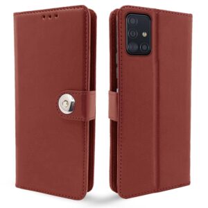 Pikkme Samsung Galaxy M51 Flip Cover| PU Leather Finish | Pikkme Samsung Galaxy M51 Flip Cover| PU Leather Finish | 360 Protection | Wallet & Stand | Strong Magnetic Flip Case for Samsung Galaxy M51 (Brown Button)